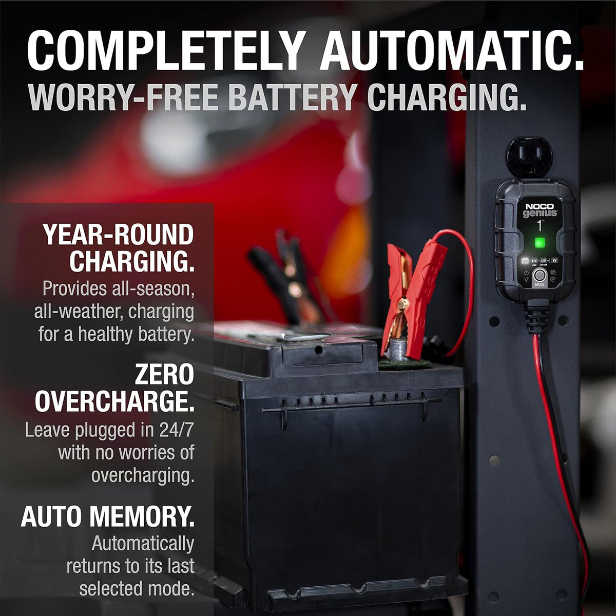 NOCO GENIUS1 1A Smart Battery Charger & Maintainer – 6V/12V