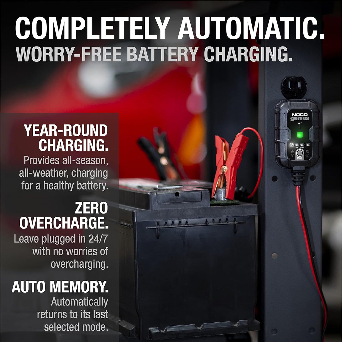 NOCO GENIUS1 1A Smart Battery Charger & Maintainer – 6V/12V