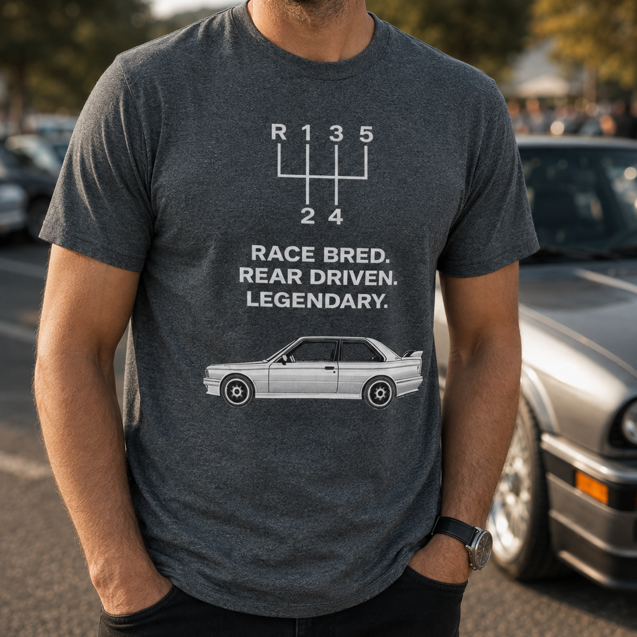 Race Bred. Rear Driven. Legendary. — E30 M3 Tribute T-Shirt