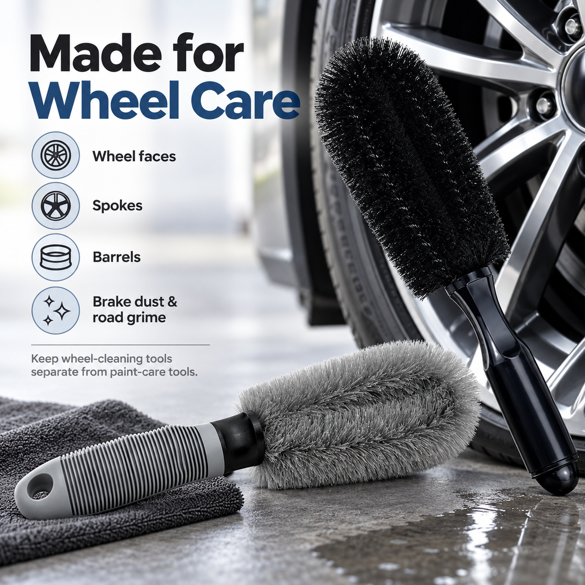 Car Wheel Cleaning Brush – Nylon Bristle Detailing Brush