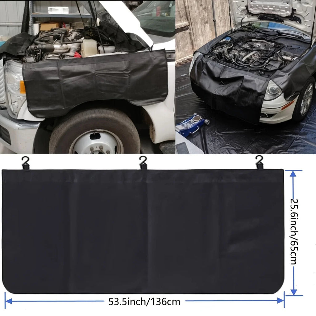 Automotive fender protector installation examples and dimensions of the large protective cover