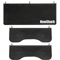 Three-piece black automotive fender protector kit showing the included protective covers and attachment hooks