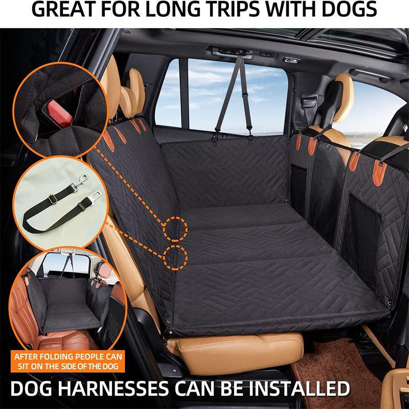 Hard Bottom Dog Car Seat Cover - Folding Passenger Seat Design, 100% Waterproof Pet Hammock with Mesh Window for Cars & Suvs (270LBS Support)