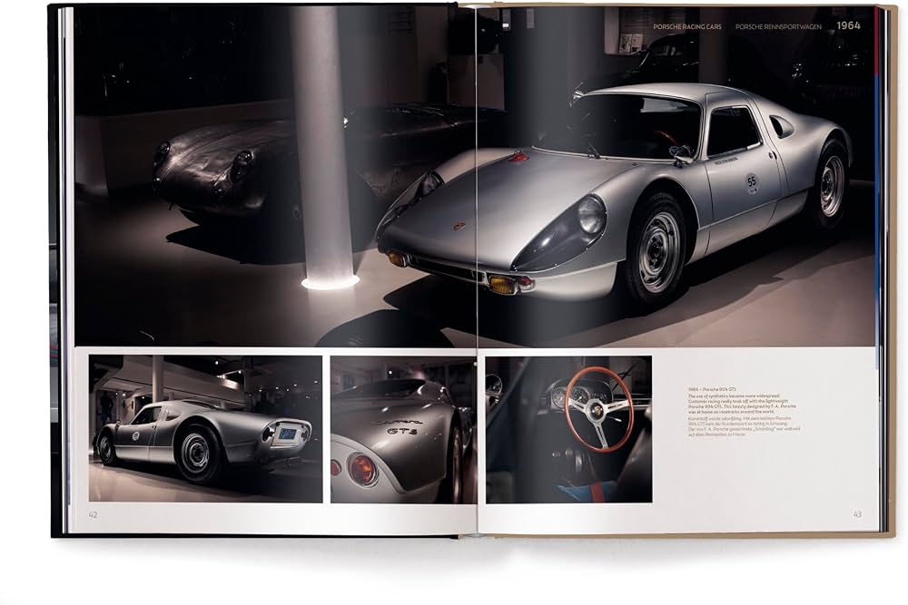 Open Porsche: A Passion for Power book showing a 1964 Porsche 904 Carrera GTS photography spread