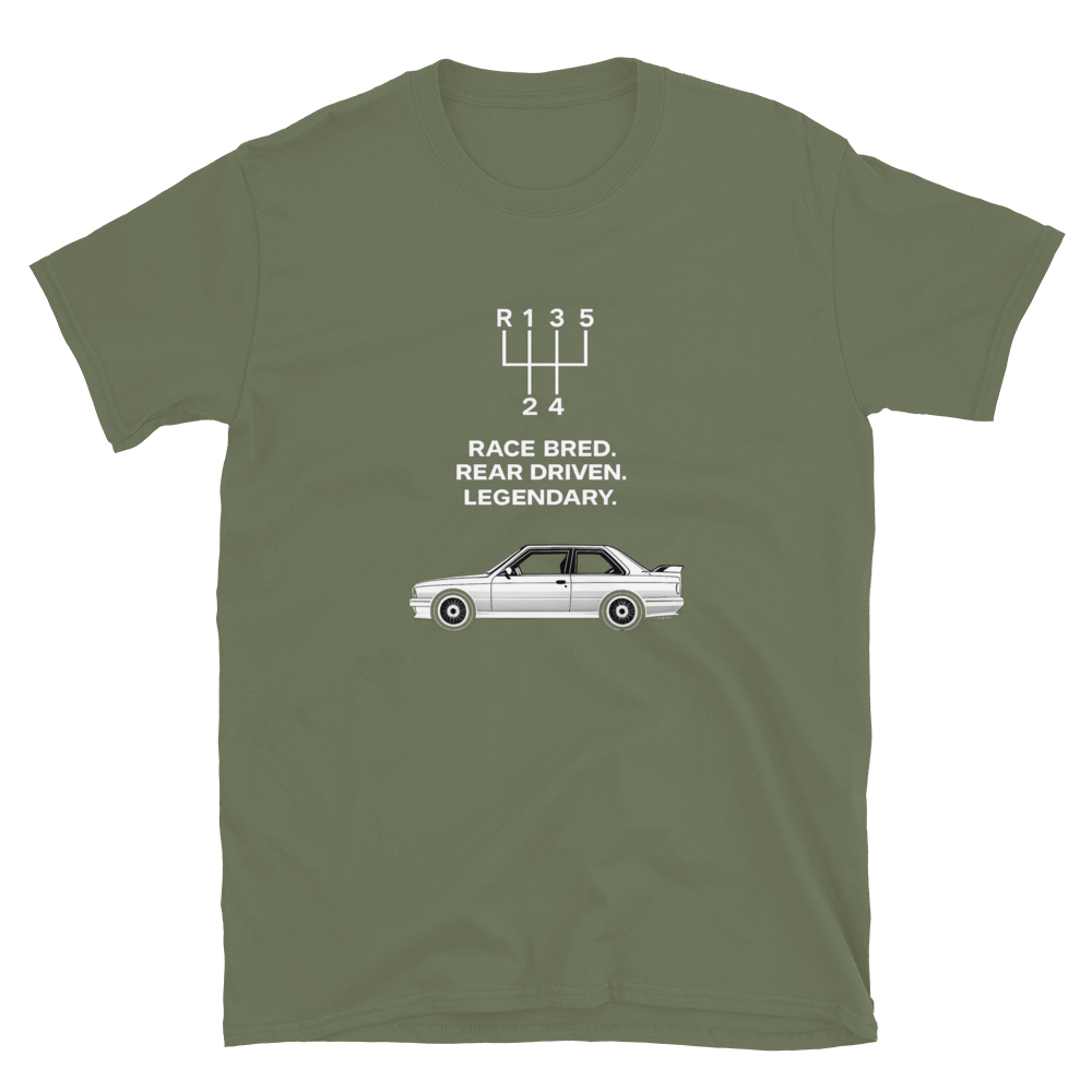 Race Bred. Rear Driven. Legendary. — E30 M3 Tribute T-Shirt