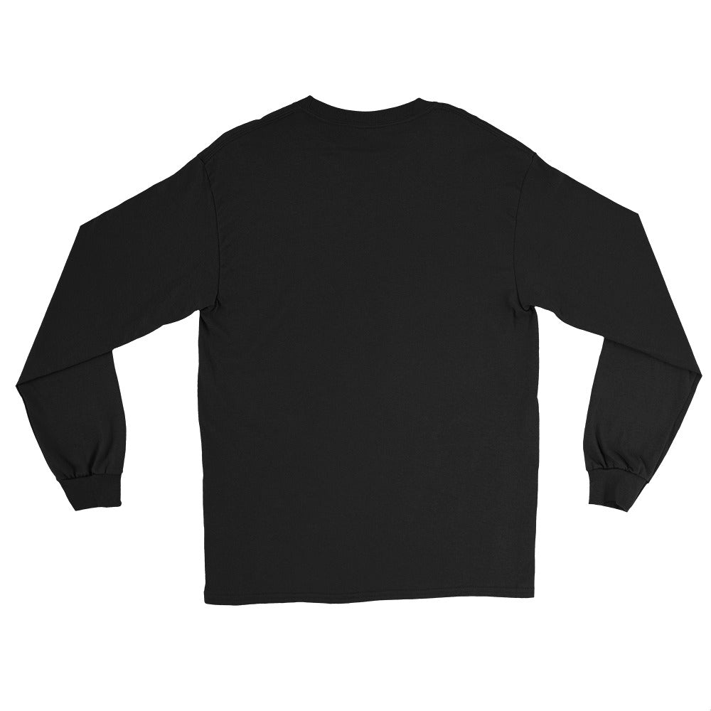 Back view of plain black Gildan 2400 long sleeve shirt showing the clean unprinted reverse side.