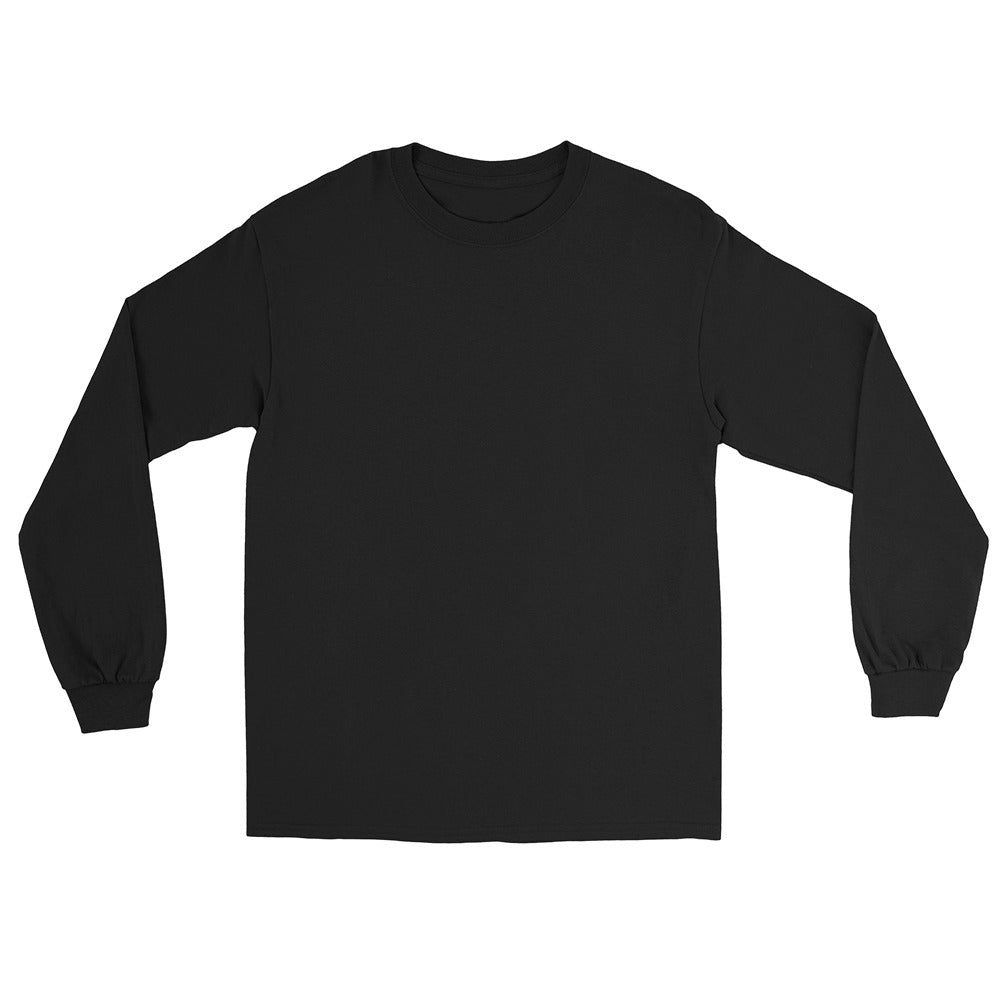 Black manual transmission long sleeve shirt blank front view