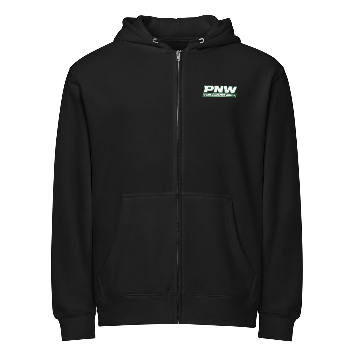 Black Lane Seven LS14003 full-zip hoodie, front product view with PNW Performance Autos chest logo