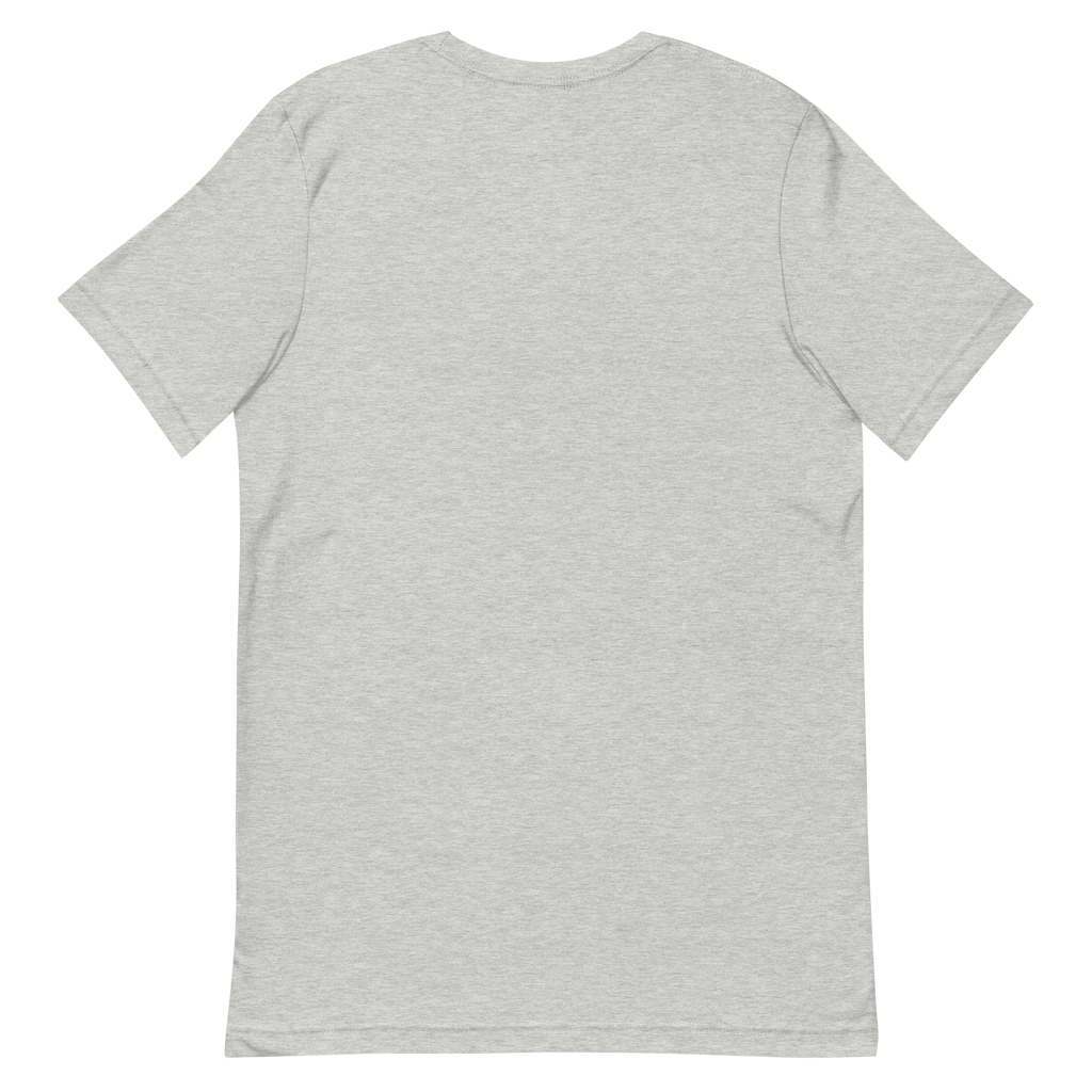 Blank back view of Athletic Heather funny Audi T-shirt showing the plain unprinted back