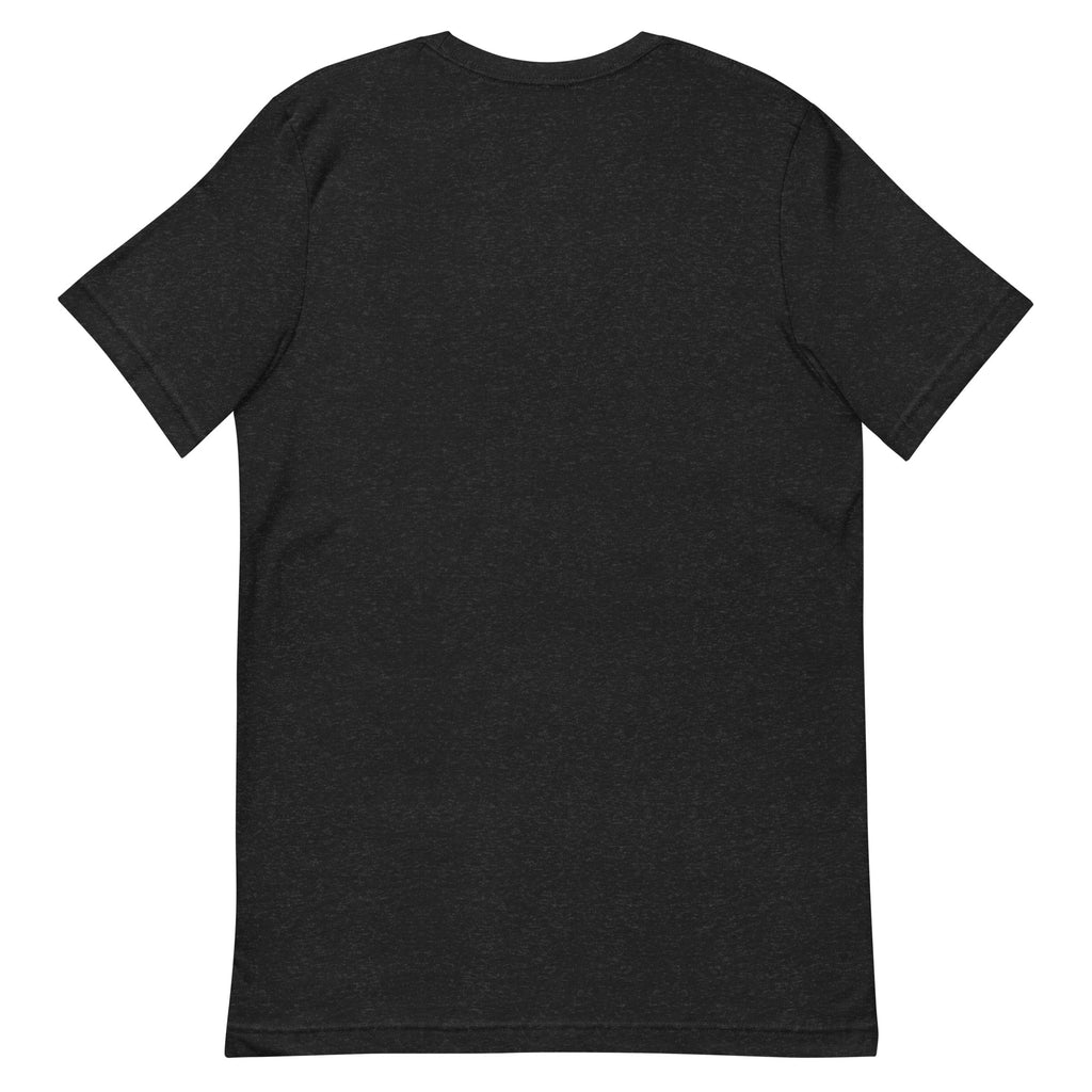 Back view of Black Heather Bella Canvas 3001 unisex T-shirt