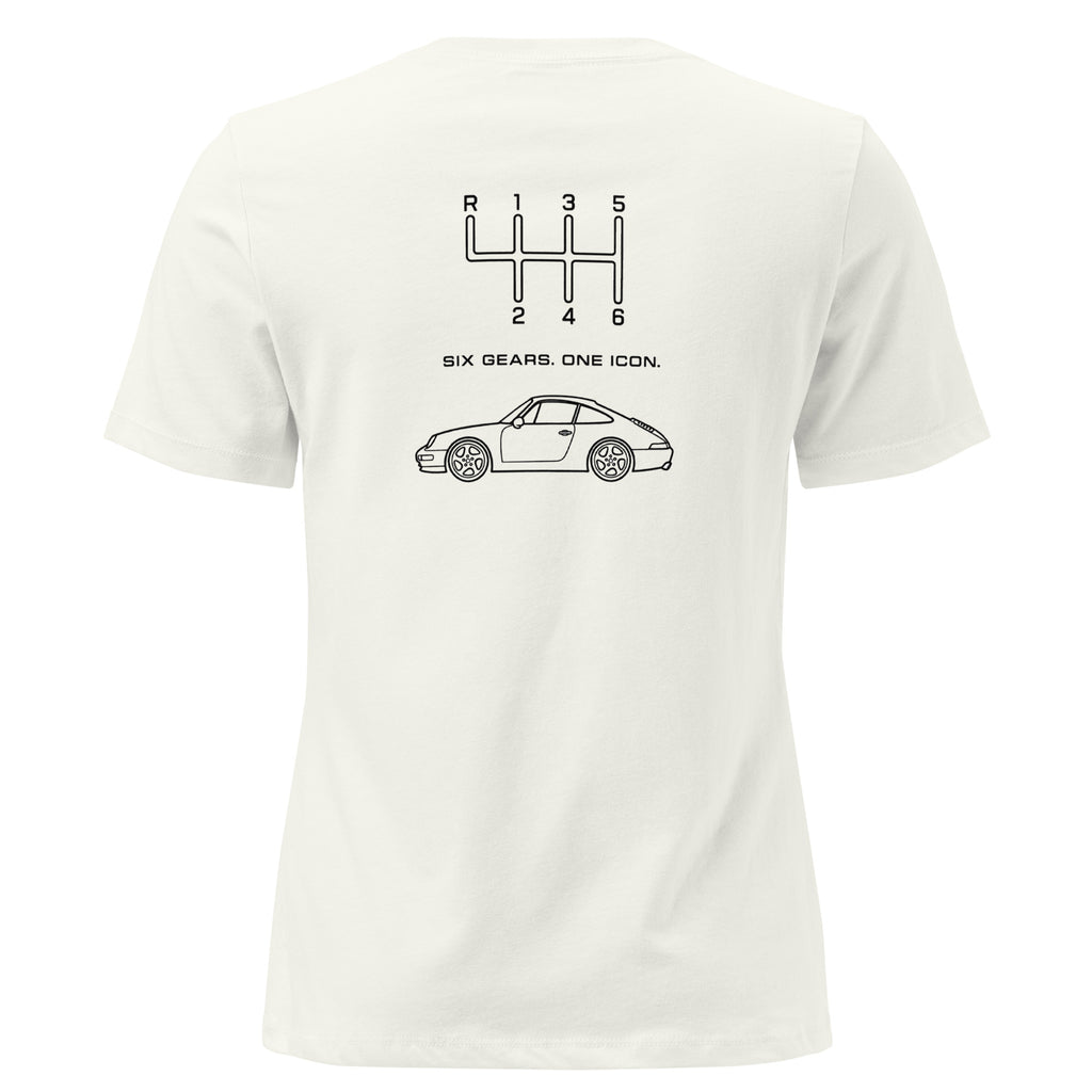 Vintage White women's relaxed-fit Classic 911 T-shirt, rear graphic