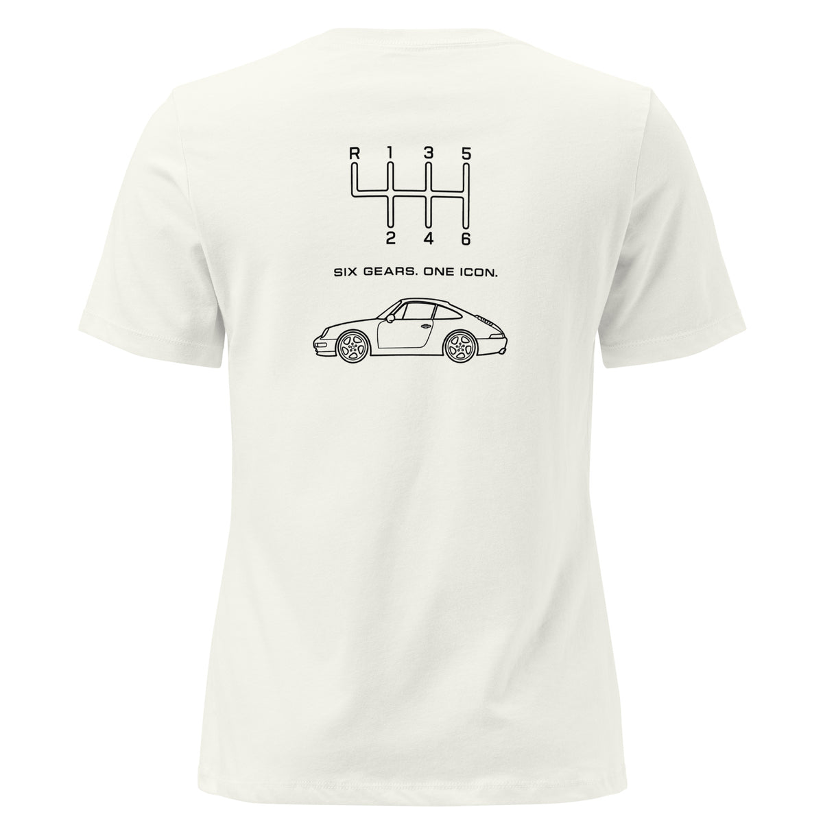 Vintage White women's relaxed-fit Classic 911 T-shirt, rear graphic